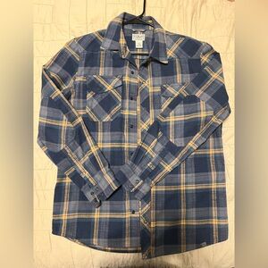 L.L. Bean Navy and Mustard Plaid Shirt